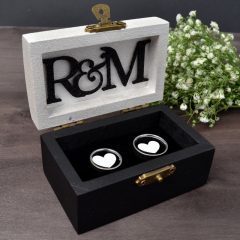 CUFAR VERIGHETE PERSONALIZAT ALB NEGRU