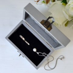 Cutie Verighete Lemn Argintiu 2