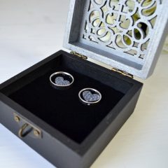 Cutie Verighete Lemn Negru cu Argintiu 3