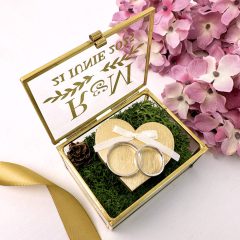 Cutie Verighete Personalizata Sticla si Licheni Verzi