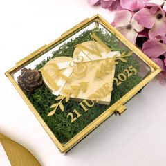 Cutie Verighete Personalizata Sticla si Licheni Verzi