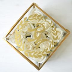 CASETA VERIGHETE PATRATA STICLA SI TRADAFIRI SAPUN CU INITIALE 6