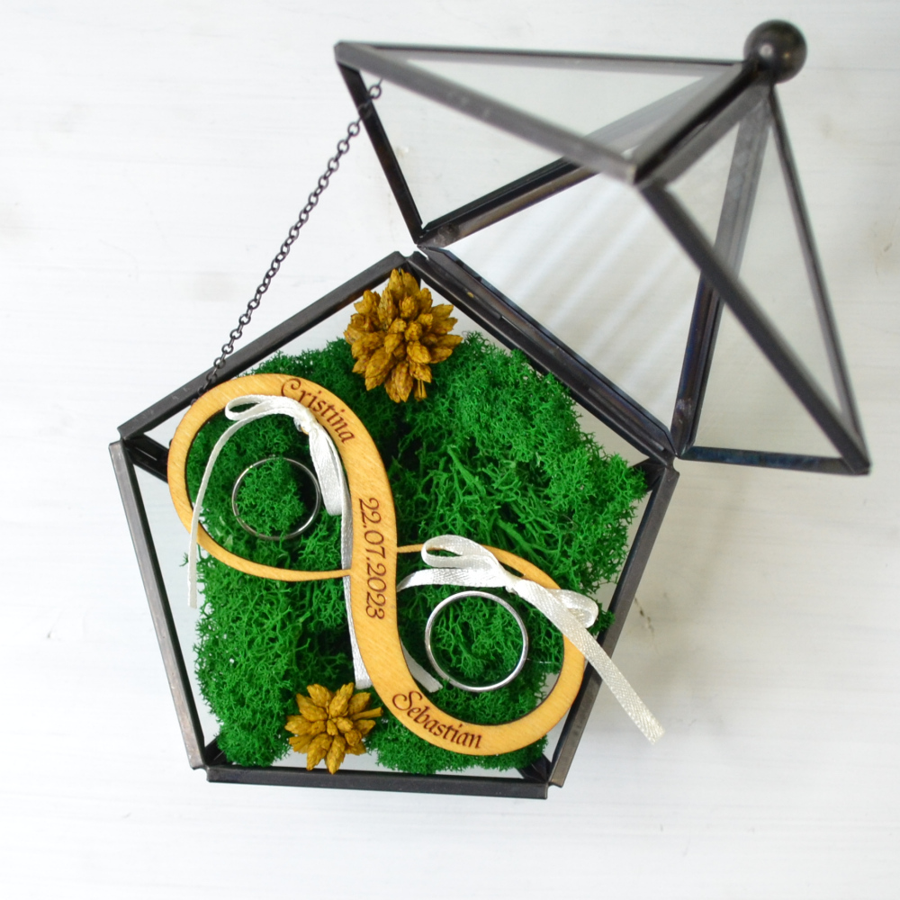 Cutie Verighete Hexagon Sticlă, Licheni și Infinit