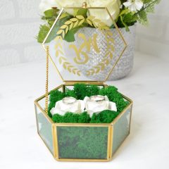 CUTIE VERIGHETE HEXAGONALA CU INITIALE SI TRANDAFIRI