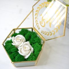 CUTIE VERIGHETE HEXAGONALA CU INITIALE SI TRANDAFIRI 6