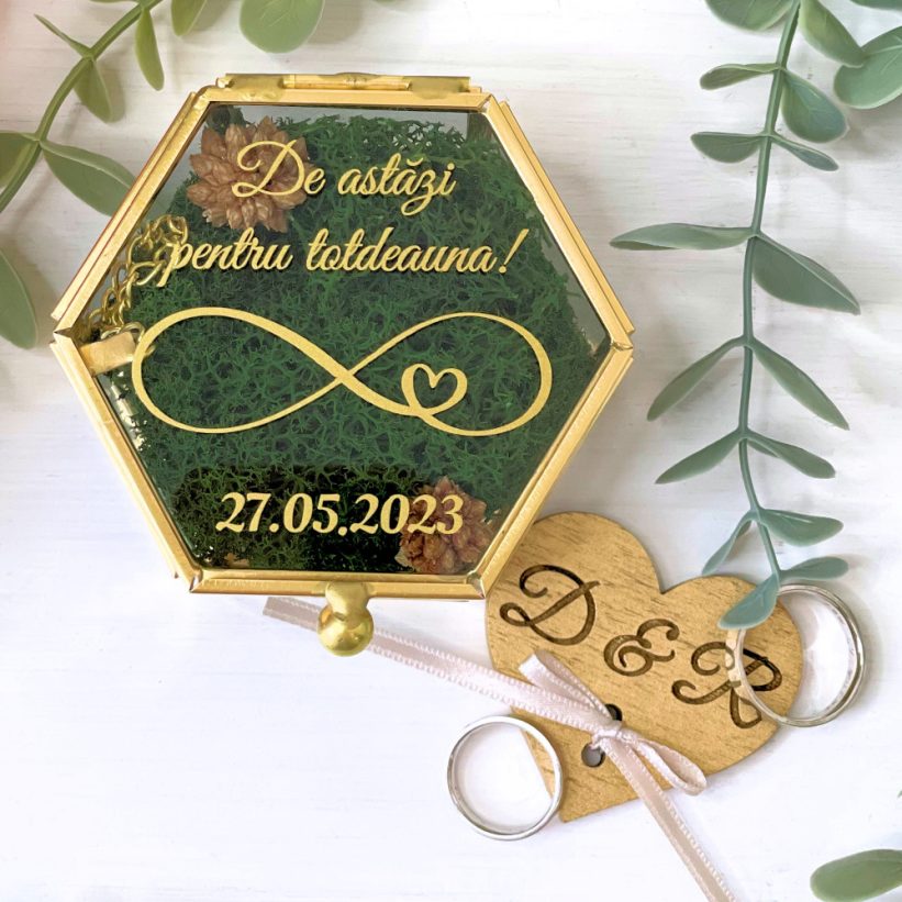 Cutie Verighete Hexagon De Astăzi pentru Totdeauna