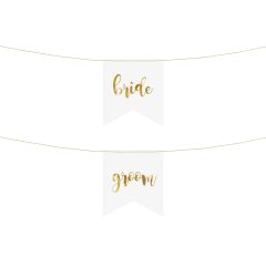 DECORATIUNI SCAUN BRIDE GROOM ALB AURIU