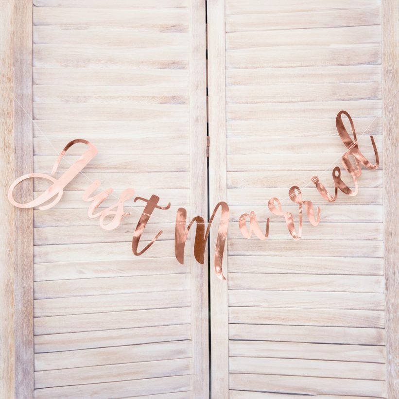 Ghirlandă Just Married Rose Gold