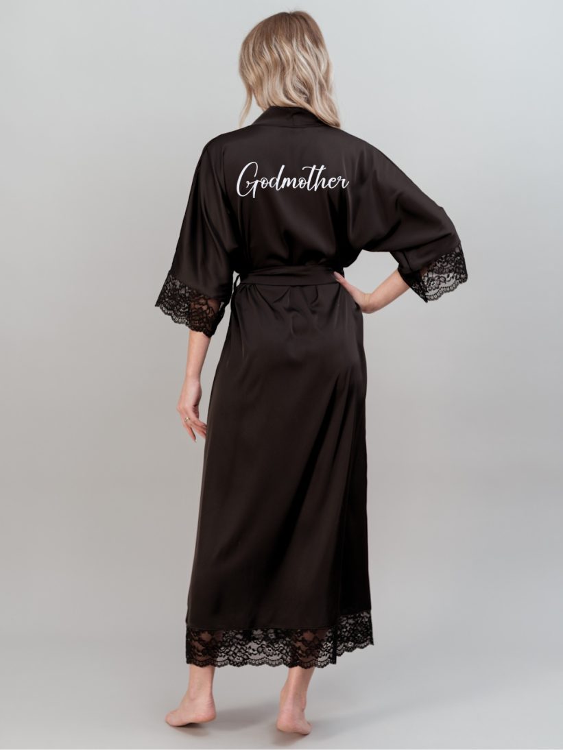 HALAT GODMOTHER LUNG DANTELA NEGRU OLGA