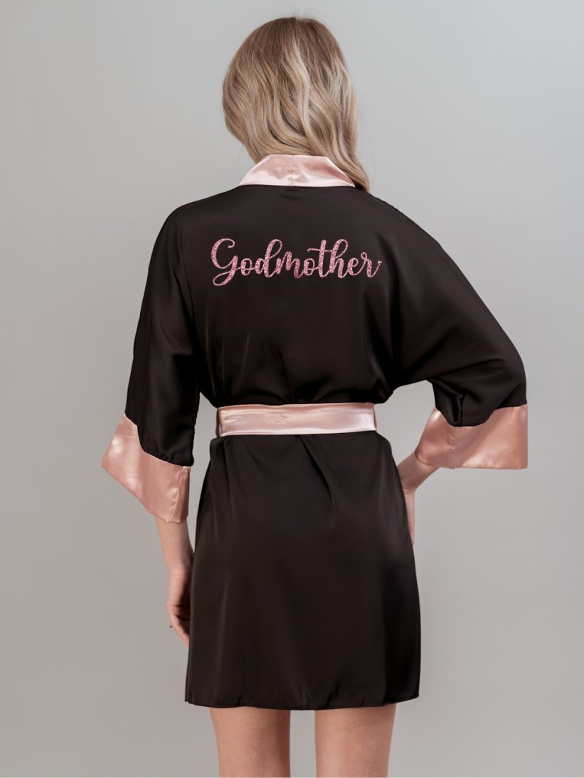 HALAT GODMOTHER NEGRU CU ROZ CHER HALAT GODMOTHER NEGRU CU ROZ CHER