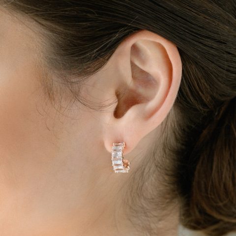 Cercei Mireasă Glam Sparkle Rose Gold ERRG