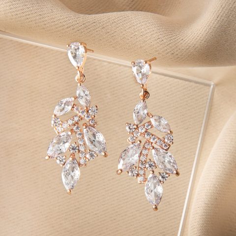 Cercei Mireasă Royal Drops Rose Gold ERRG