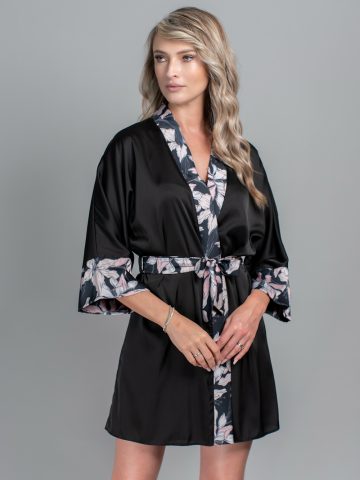 HALAT NEGRU FLORAL SYLVIA ()