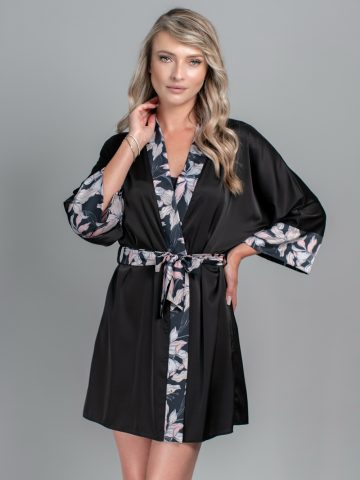 HALAT NEGRU FLORAL SYLVIA ()