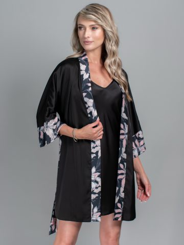 HALAT NEGRU FLORAL SYLVIA ()