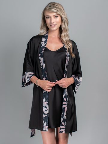 HALAT NEGRU FLORAL SYLVIA ()