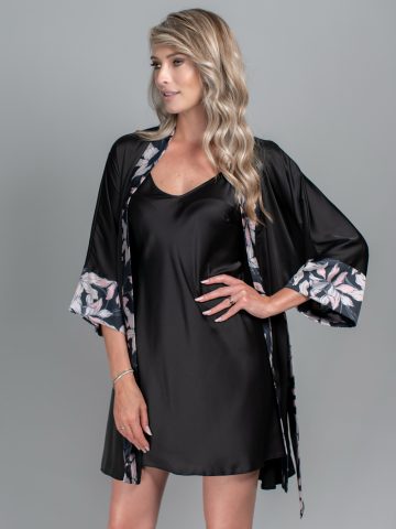 HALAT NEGRU FLORAL SYLVIA ()