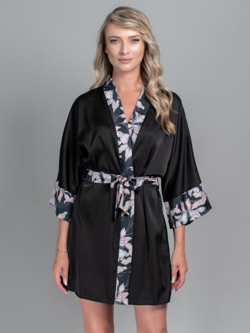 HALAT NEGRU FLORAL SYLVIA ()