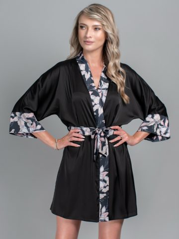 HALAT NEGRU FLORAL SYLVIA ()