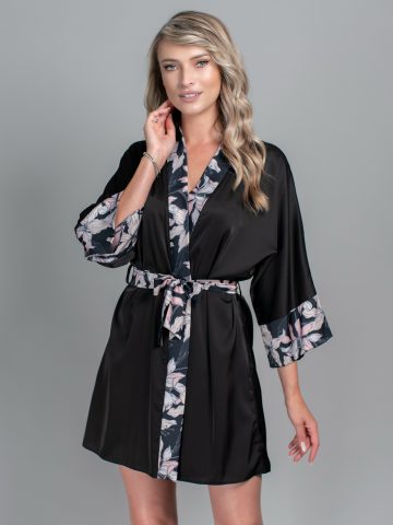 HALAT NEGRU FLORAL SYLVIA () HALAT NEGRU FLORAL SYLVIA ()