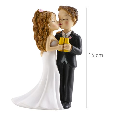 PAREJA DE BODA CON COPA Y Y BESO CM