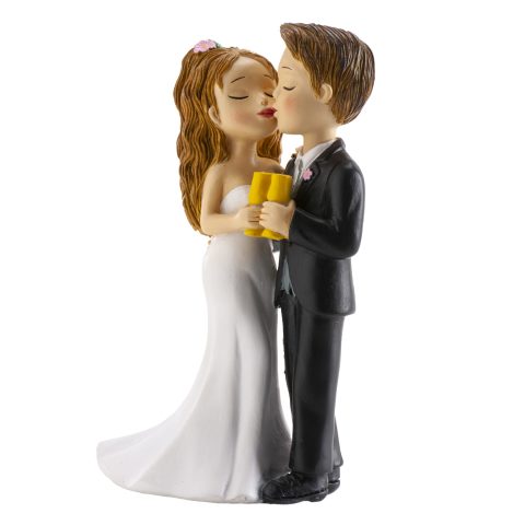 PAREJA DE BODA CON COPA Y Y BESO CM