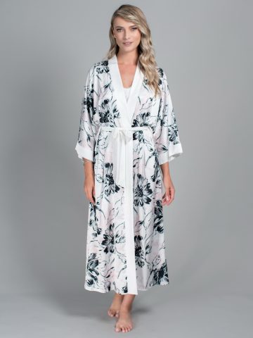 HALAT FLORAL CAMILLA ALB ()