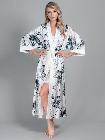 HALAT FLORAL CAMILLA ALB ()