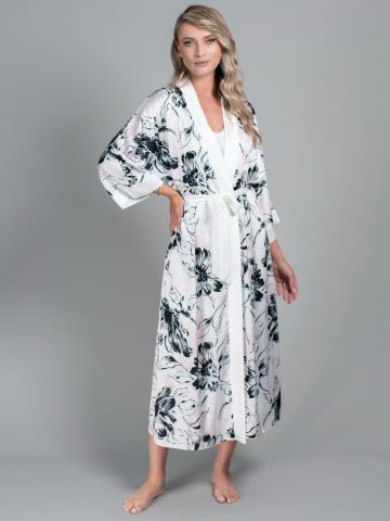 HALAT FLORAL CAMILLA ALB ()