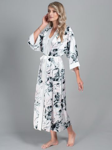 HALAT FLORAL CAMILLA ALB ()