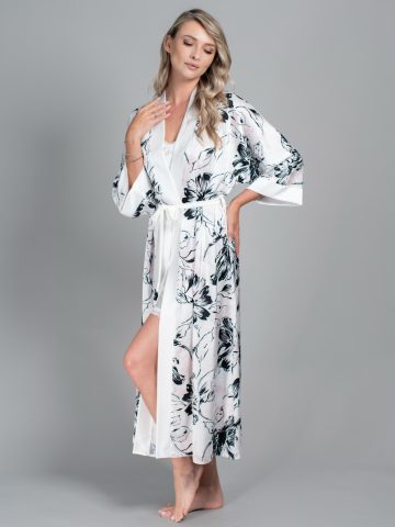 HALAT FLORAL CAMILLA ALB ()