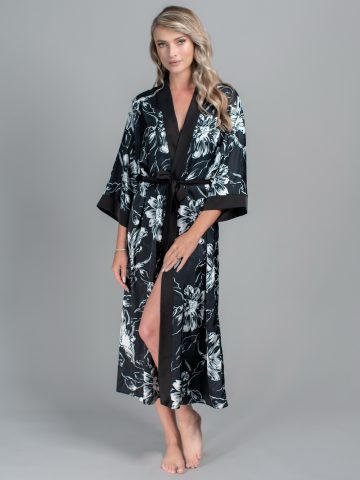 HALAT FLORAL CAMILLA NEGRU () HALAT FLORAL CAMILLA NEGRU ()